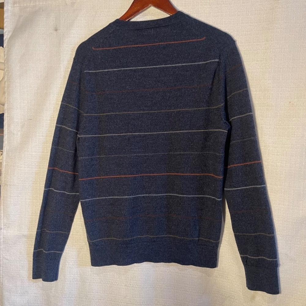 Merino Luxury Wool Blend Banana Republic Blue Striped Sweater - Picture 2 of 6